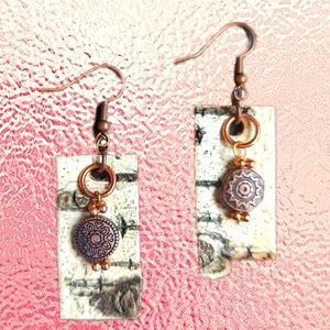 Birchbark Industrial🔥HOST PICK!!🔥Hand crafted birchbark copper earrings